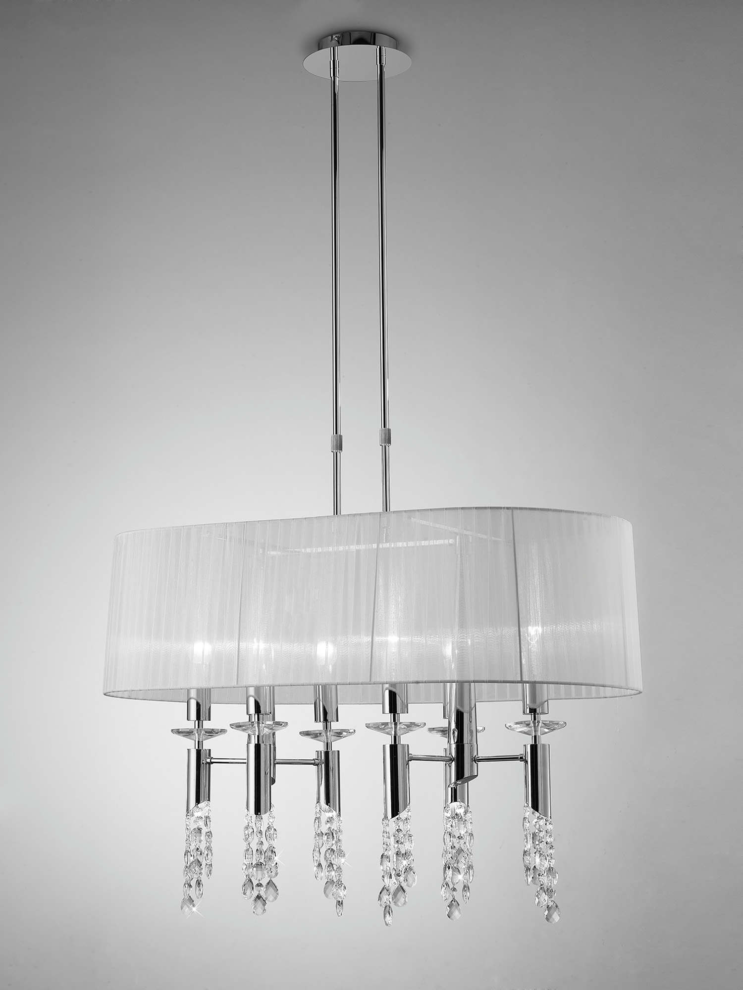 Tiffany Polished Chrome-White Crystal Ceiling Lights Mantra Linear Crystal Fittings